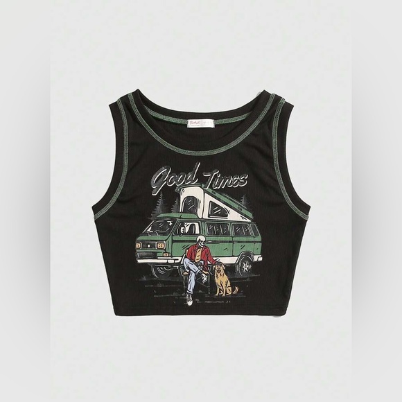Green Graphic Tank Top - Picture 1 of 10